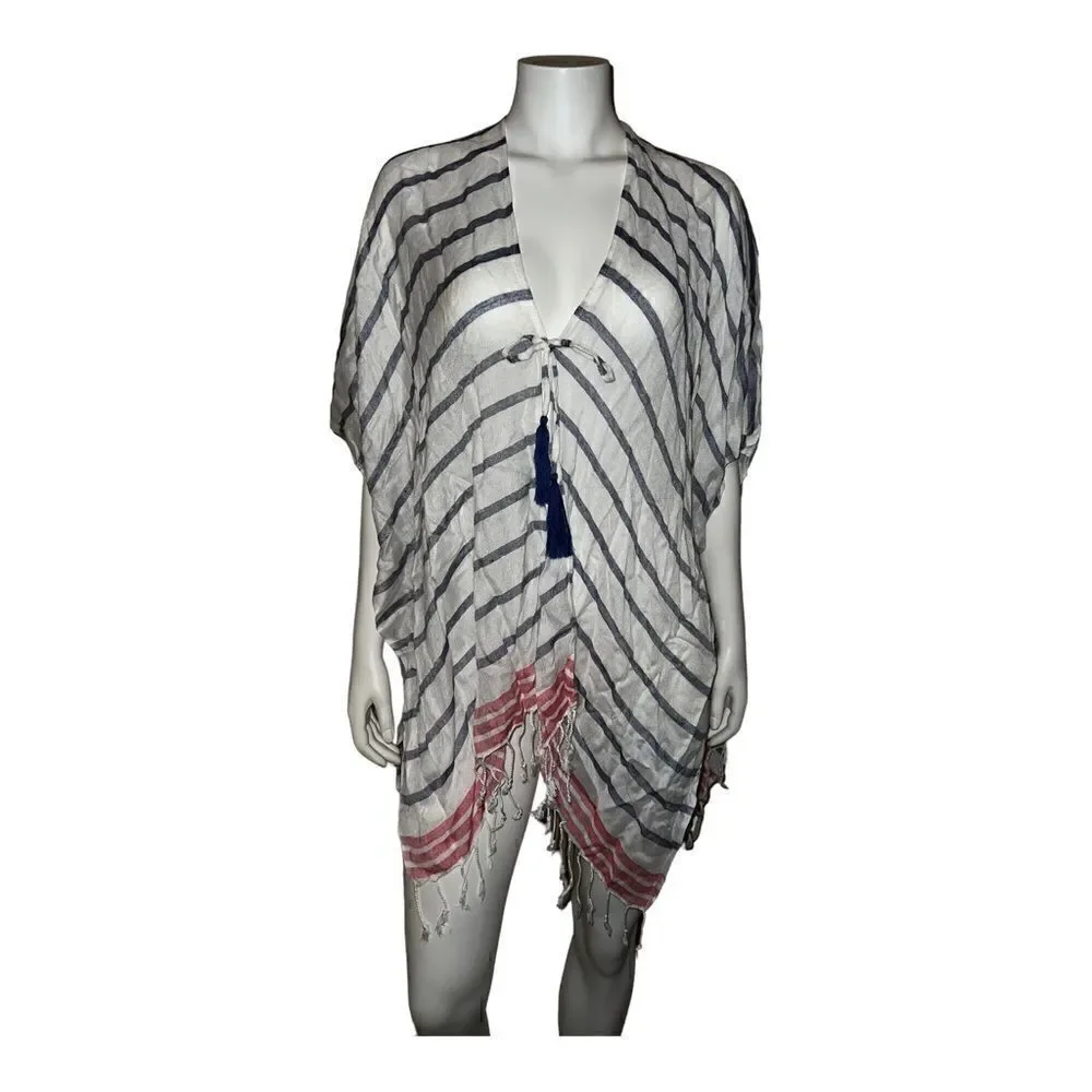 INC International Concepts Womens Striped Tie Topper White Navy Red One Size New